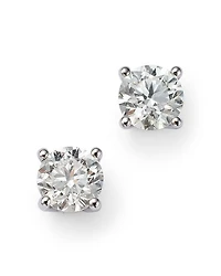 Colorless Certified Round Diamond Stud Earring 18K White Gold, 0.30-2.0 tcw