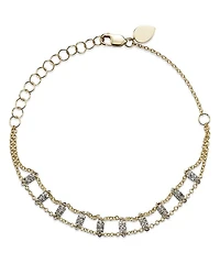 14K White & Yellow Gold Diamond Bars Bracelet