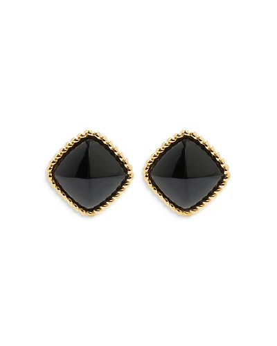 Blandine Black Stud Earrings in 18K Gold Plate