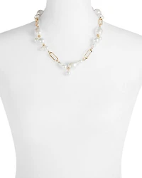 Imitation Pearl Cluster Statement Necklace, 18"