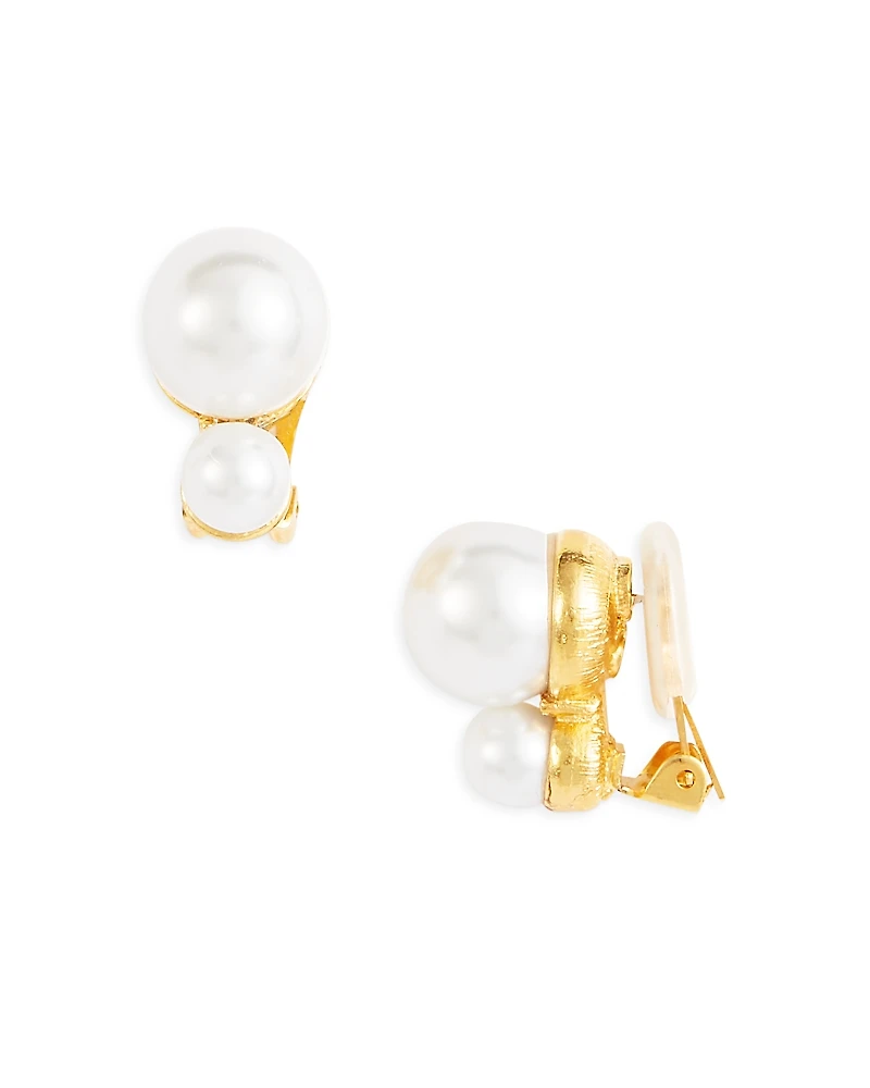 Kenneth Jay Lane Imitation Pearl Clip On Earrings