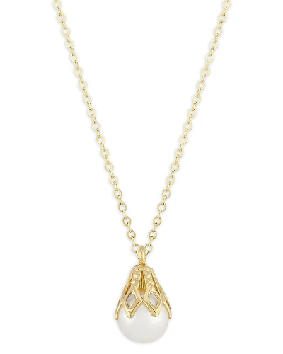Bloomingdale's Fine Collection Cultured Freshwater Pearl Bell Cap Pendant Necklace