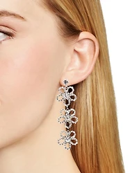 Three Part Chandelier Flower Drop Earrings - Exclusive