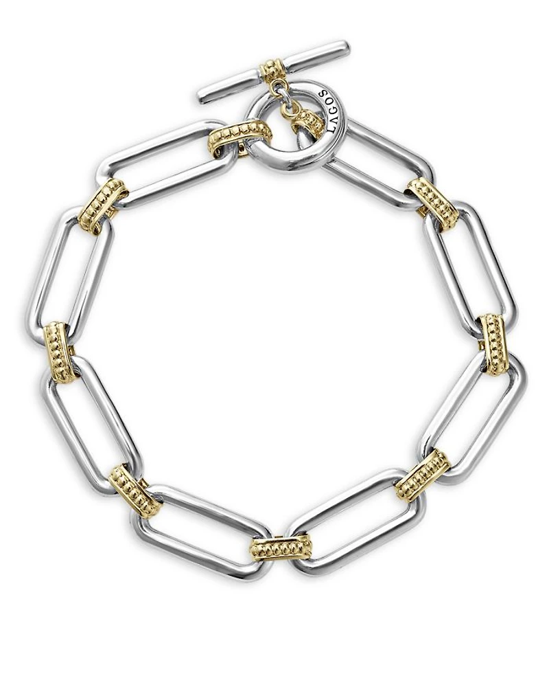 18K Yellow & Sterling Silver Signature Caviar Large Link Toggle Bracelets
