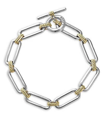 18K Yellow & Sterling Silver Signature Caviar Large Link Toggle Bracelets