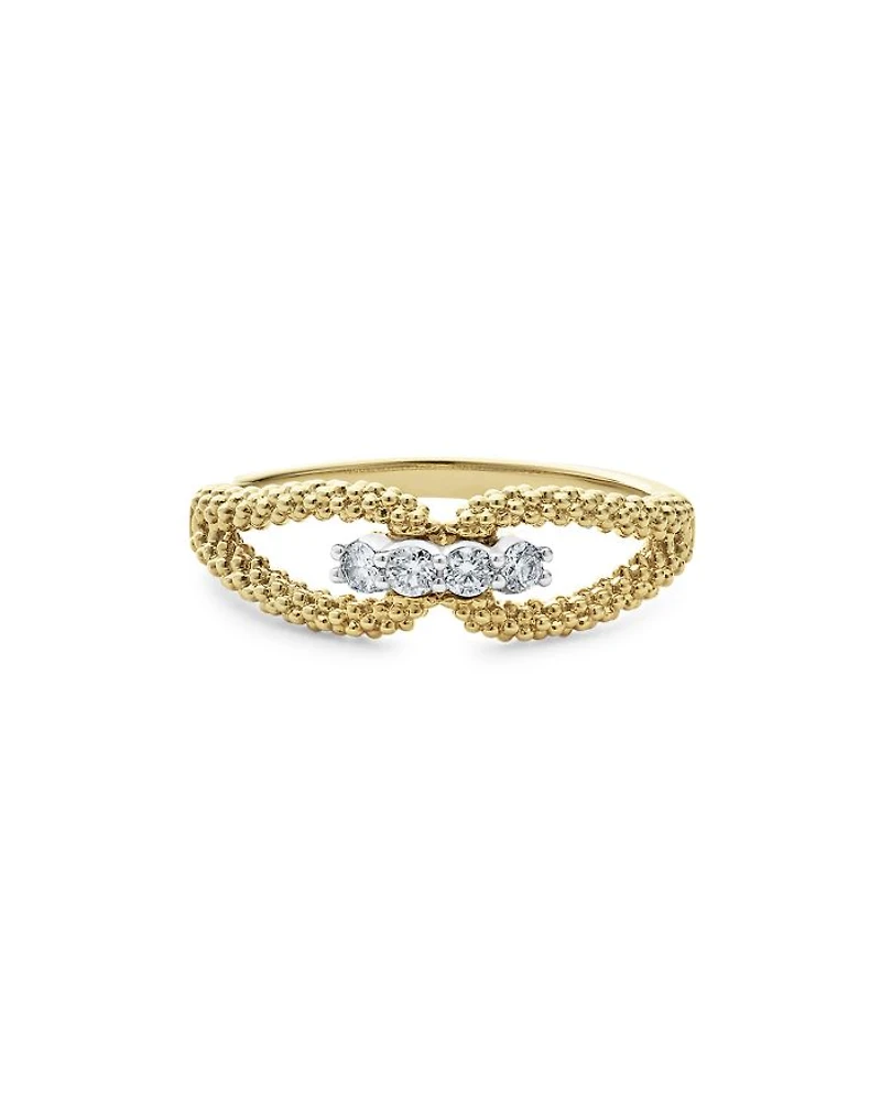 18K White & Yellow Gold Signature Caviar Diamond Open Loop Ring