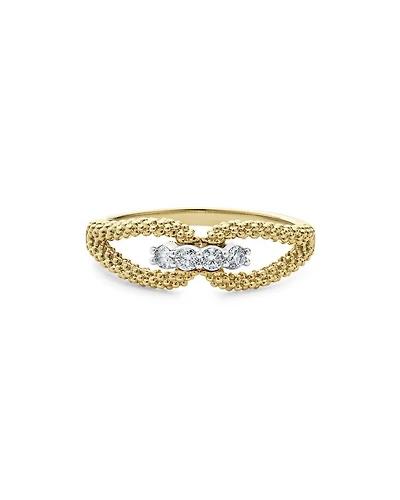18K White & Yellow Gold Signature Caviar Diamond Open Loop Ring