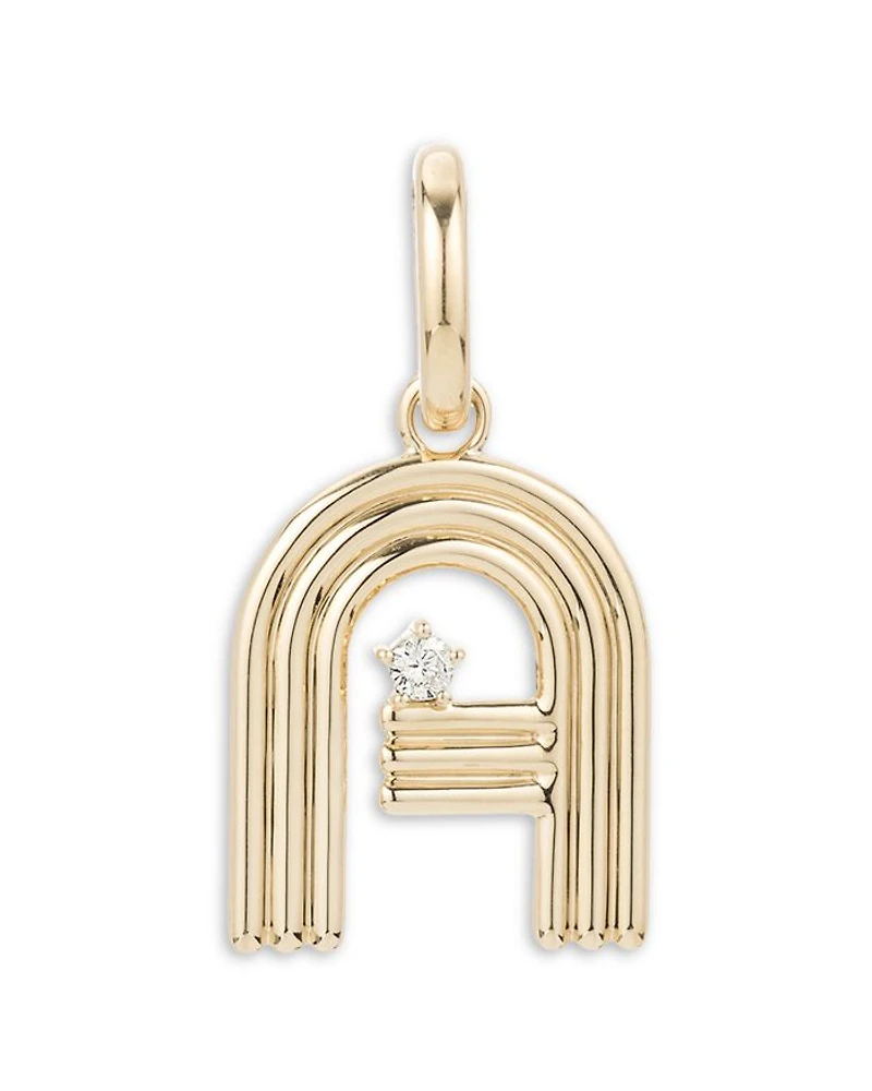 14K Yellow Gold Groovy Diamond Initial Pendant