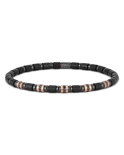 Roberto Demeglio Men's Black Diamond Stretch Bracelet
