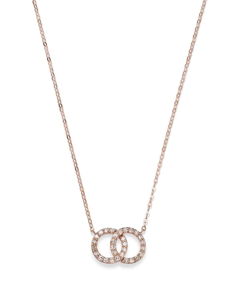 Diamond Double O Pendant Necklaces 14K Gold, 0.25 tcw each