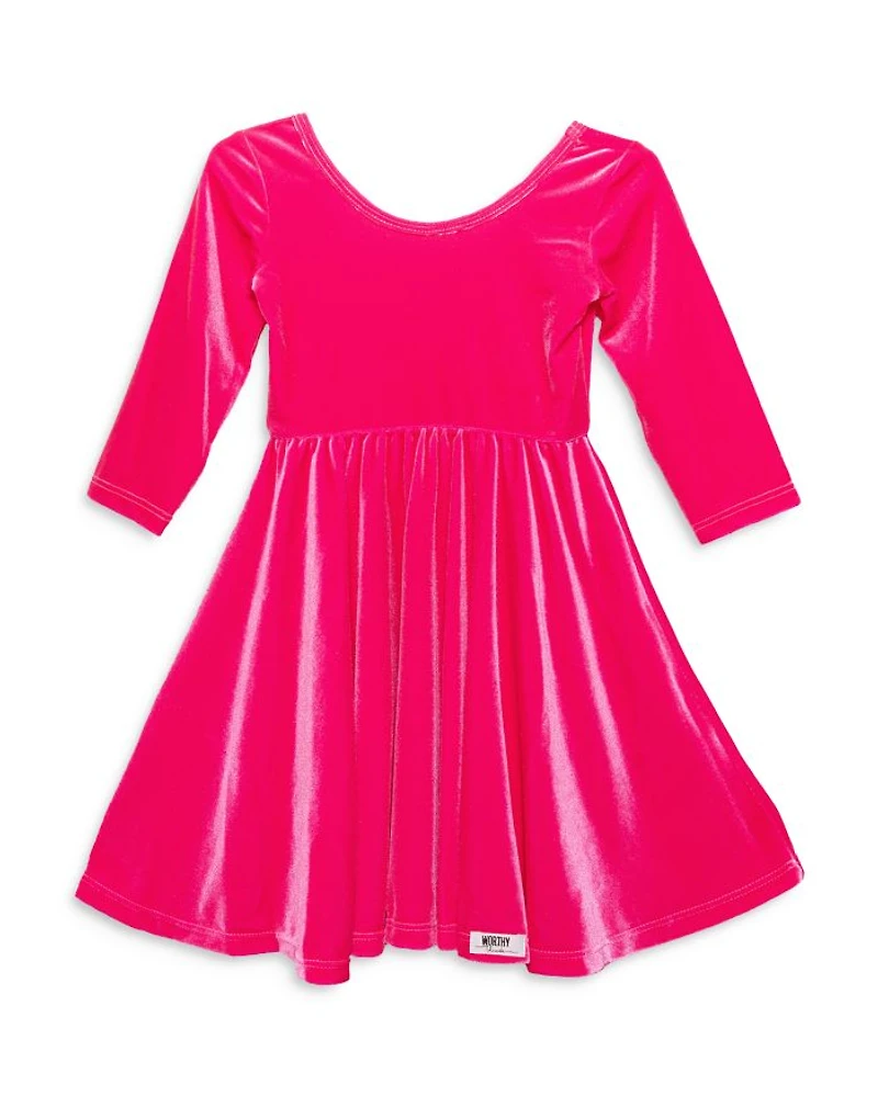 Girls' Stretch Velvet Twirly Dress - Little Kid, Big Kid