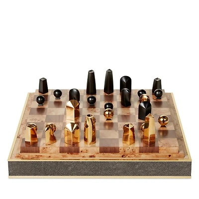 Faux Shagreen Chess Set