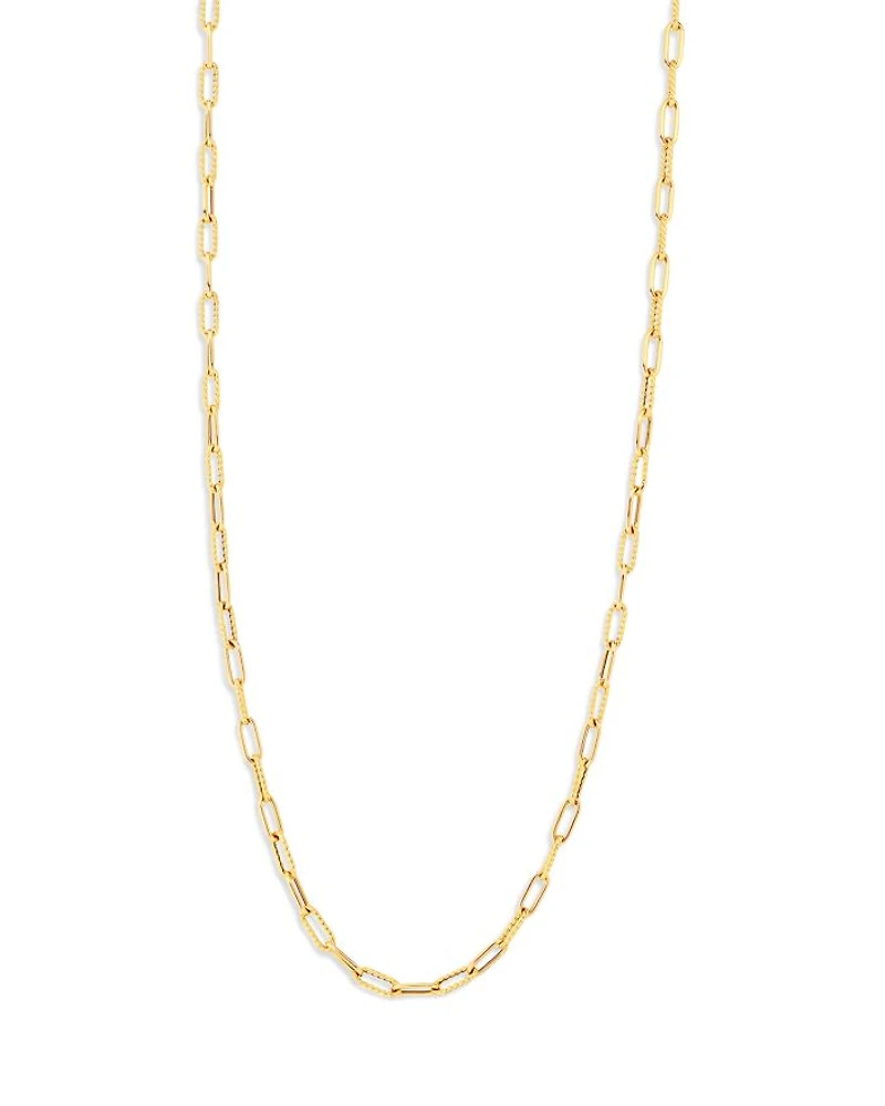 18K Yellow Gold Textured Link Chain Necklace