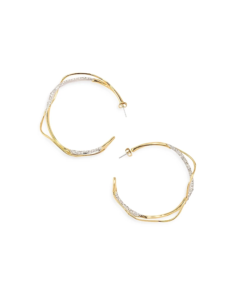 Alexis Bittar Intertwined Two Tone Pave Hoop Earrings