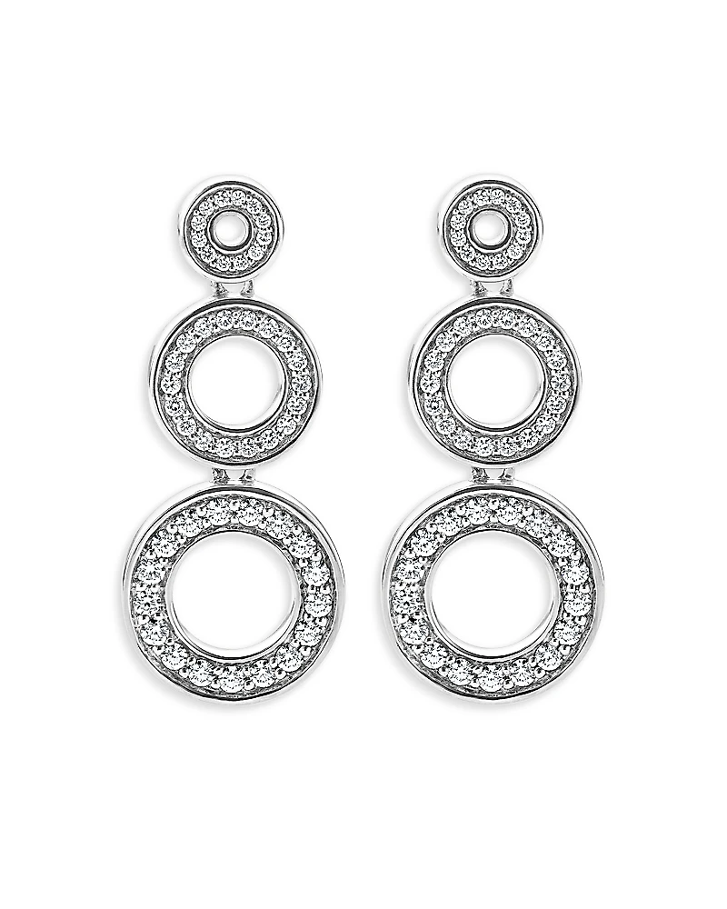 Lagos Sterling Silver Caviar Spark Diamond Triple Circle Drop Earrings