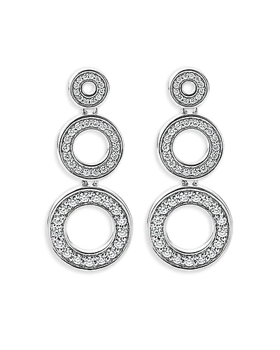 Lagos Sterling Silver Caviar Spark Diamond Triple Circle Drop Earrings