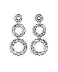 Lagos Sterling Silver Caviar Spark Diamond Triple Circle Drop Earrings