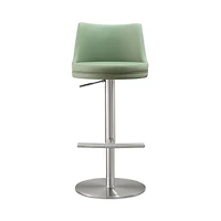 Reagan Performance Faux Leather Silver Adjustable Stool