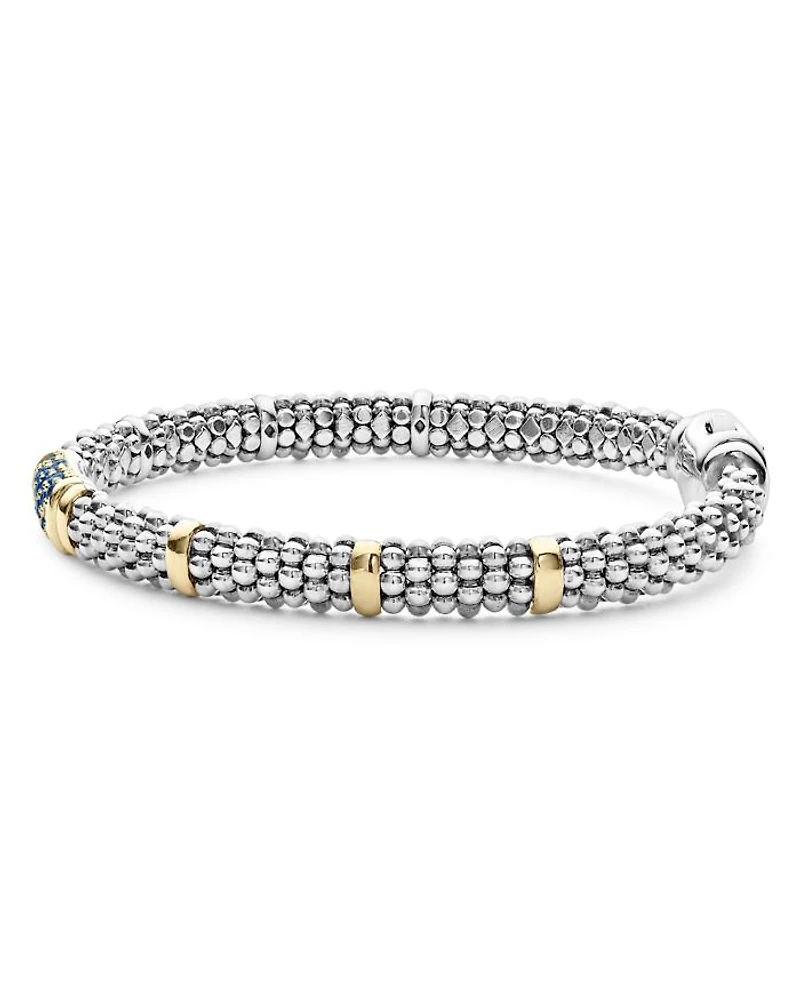 Sterling Silver & 18K Gold Signature Caviar Sapphire Station Bracelet