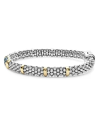 Sterling Silver & 18K Gold Signature Caviar Sapphire Station Bracelet