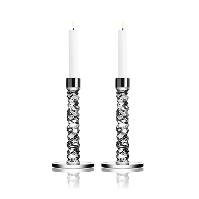Orrefors Carat Candleholder, Pair