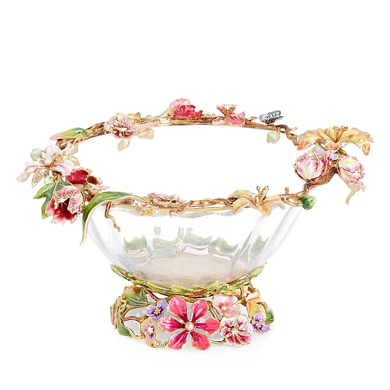 Jay Strongwater Dutch Floral Glass Bowl