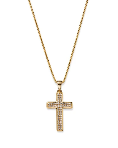 Men's Diamond Cross Pendant Necklace in 14K Yellow Gold, 1.0 tcw