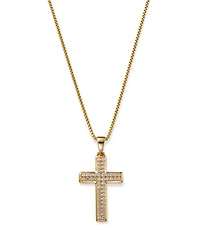 Men's Diamond Cross Pendant Necklace in 14K Yellow Gold, 1.0 tcw