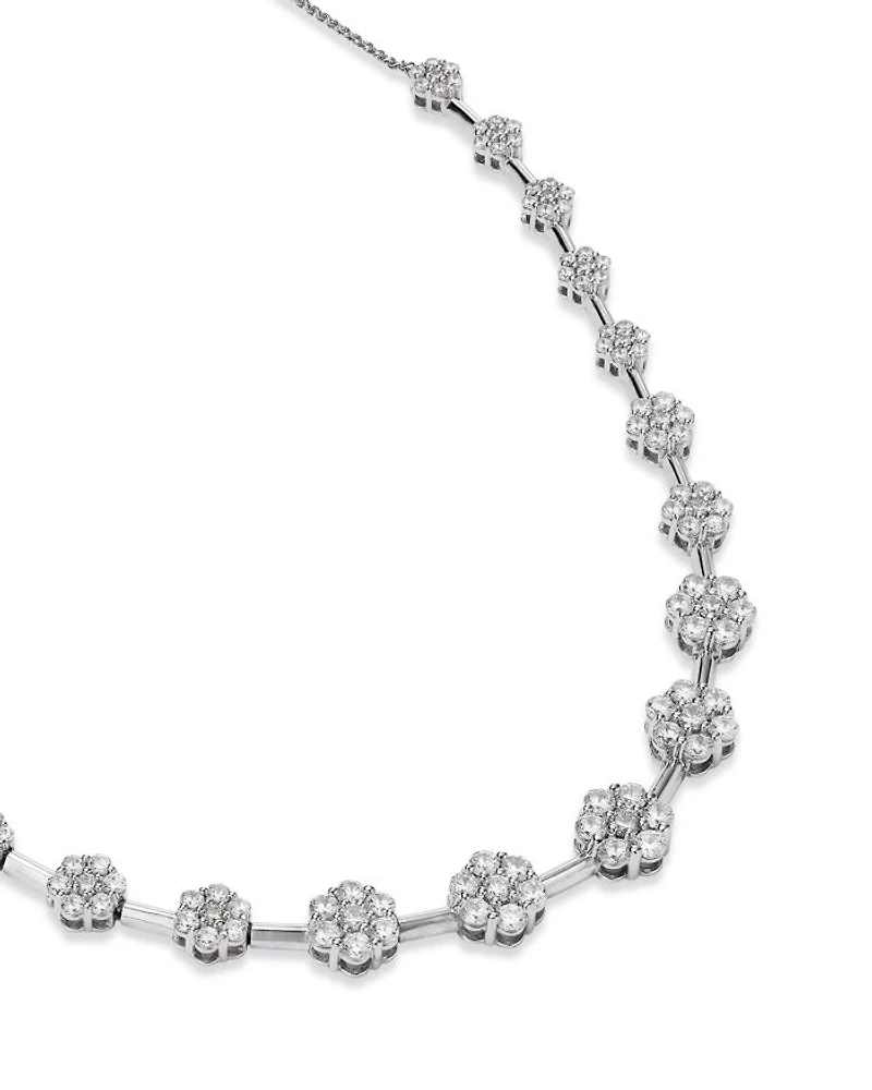 Diamond Cluster Necklace in 14K White Gold, 3.0 tcw