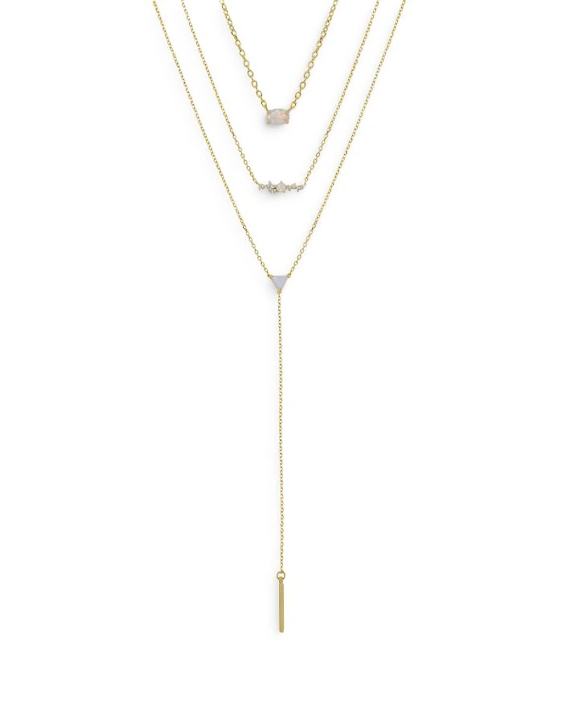 Opal Pendant Layer Necklaces, Set of 3