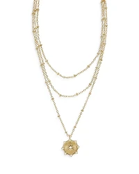 Compass Keepsake Layered 18K Gold Plated Necklace, 14-17"