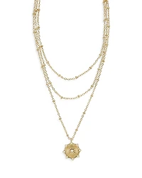 Ettika Compass Keepsake Layered 18K Gold Plated Necklace, 14-17