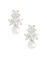 Best Day Floral Faux Pearl Earrings in 18K Gold Plate