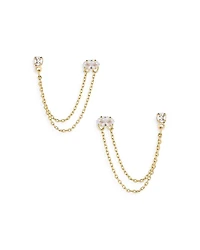 Draped Chain Double Piercing Earrings 18K Gold Plate