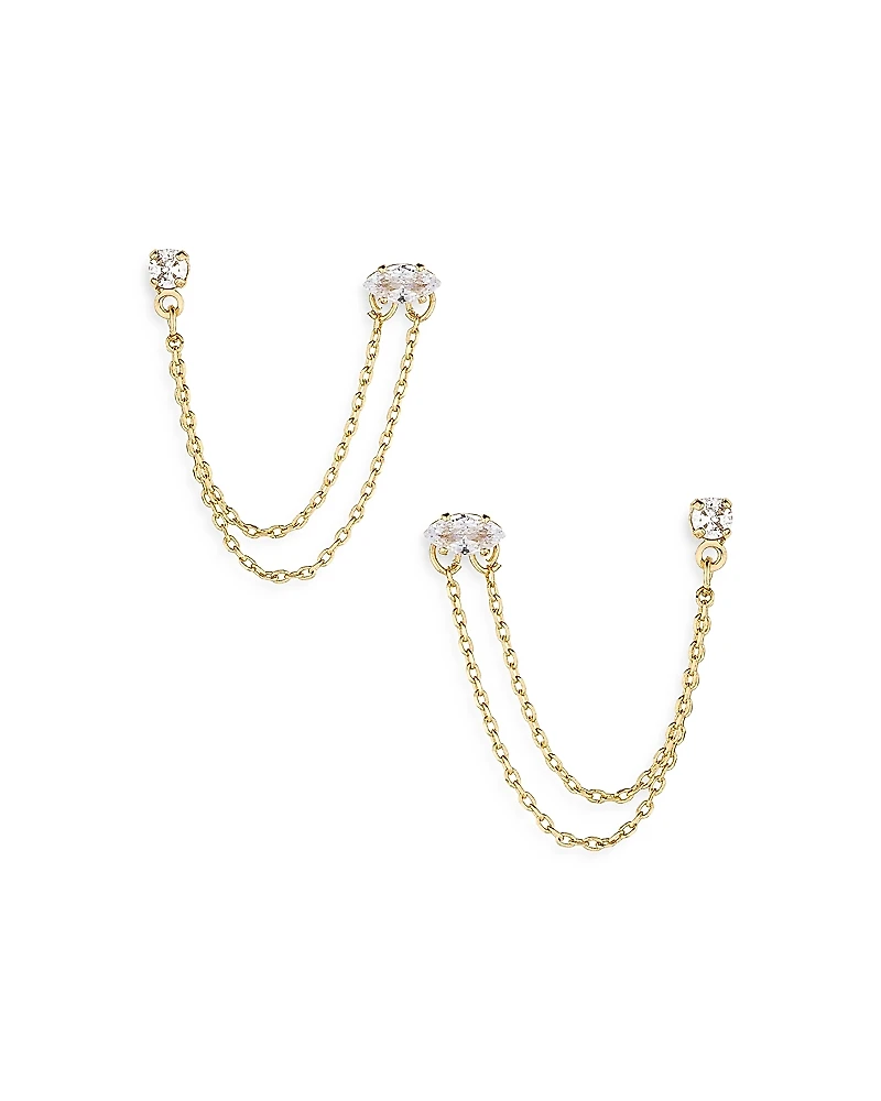Ettika Draped Chain Double Piercing Earrings