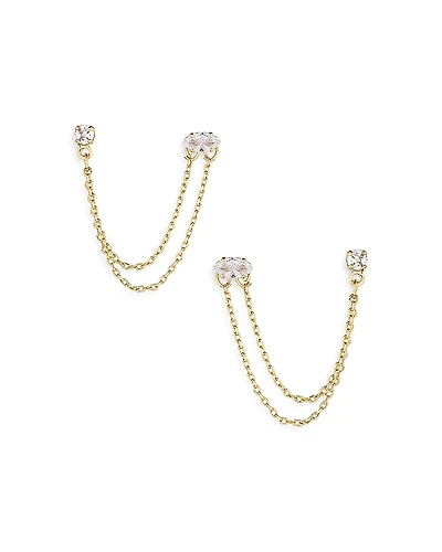 Ettika Draped Chain Double Piercing Earrings
