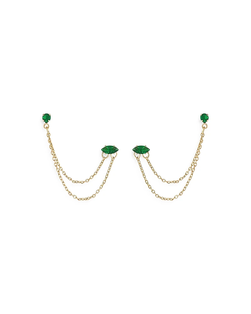 Ettika Draped Chain Double Piercing Earrings