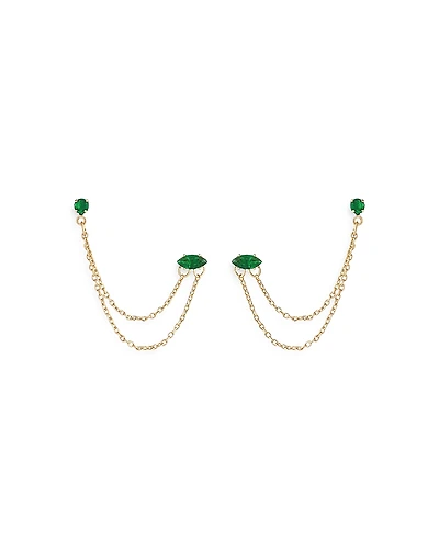 Ettika Draped Chain Double Piercing Earrings