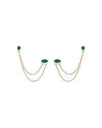 Ettika Draped Chain Double Piercing Earrings