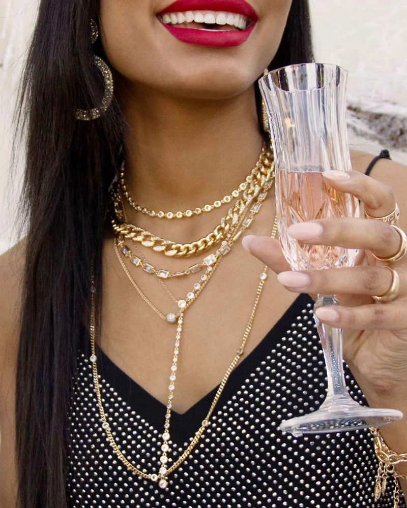 Life of Links Crystal & 18K Gold Plated Necklace, 14"