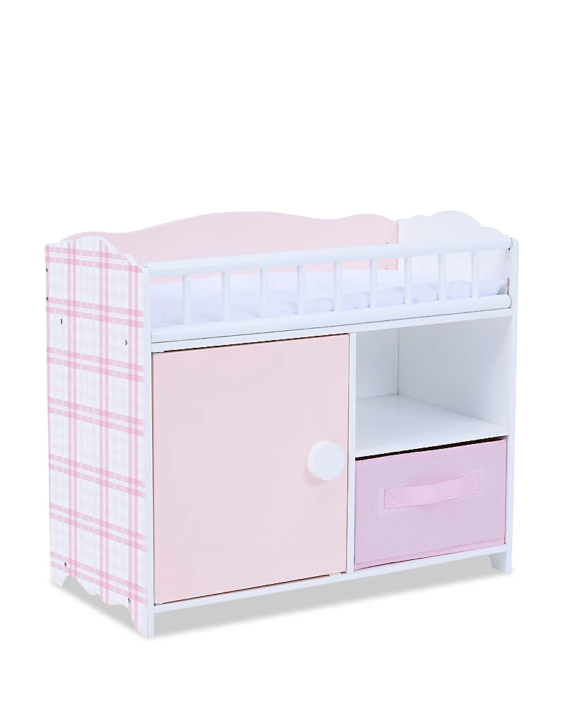 Olivia's Little World by Teamson Kids Aurora Princess Pink Plaid Baby Doll Bed with Accessories Pink - Ages 3-7