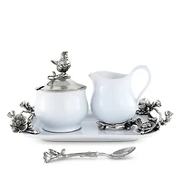 Vagabond House Pewter Song Bird Stoneware Creamer Set