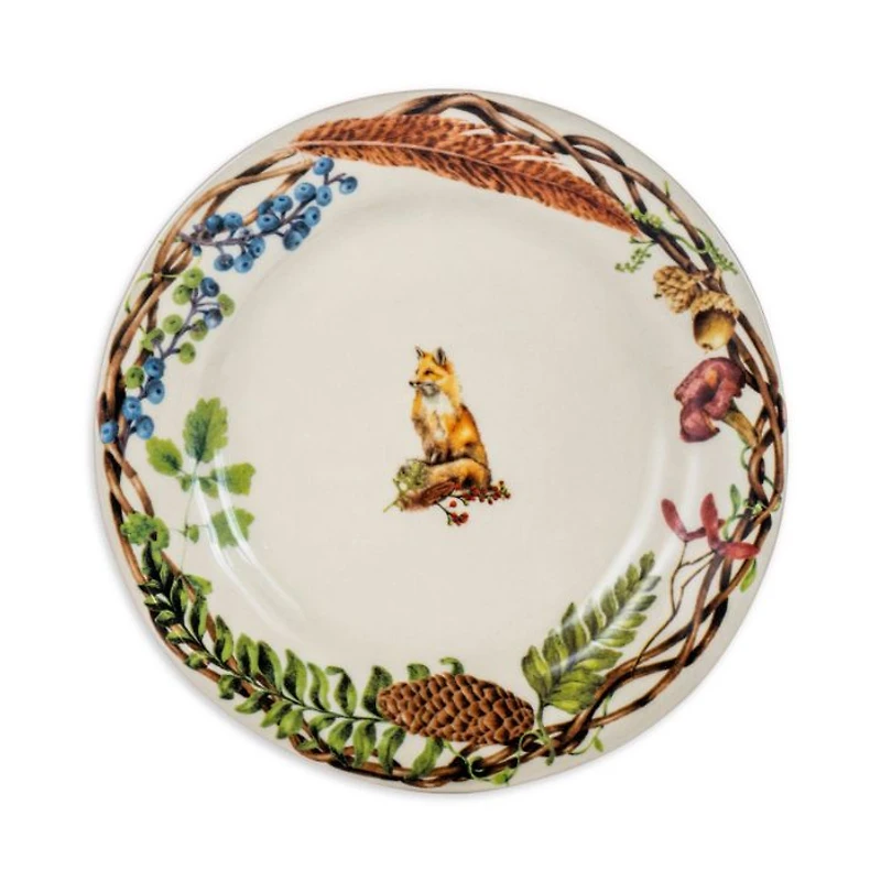 Forest Walk Café Au Lait Dessert/Salad Plate, Assorted Set 4