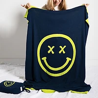 Pink Lemonade Smiley Travel Throw Blanket