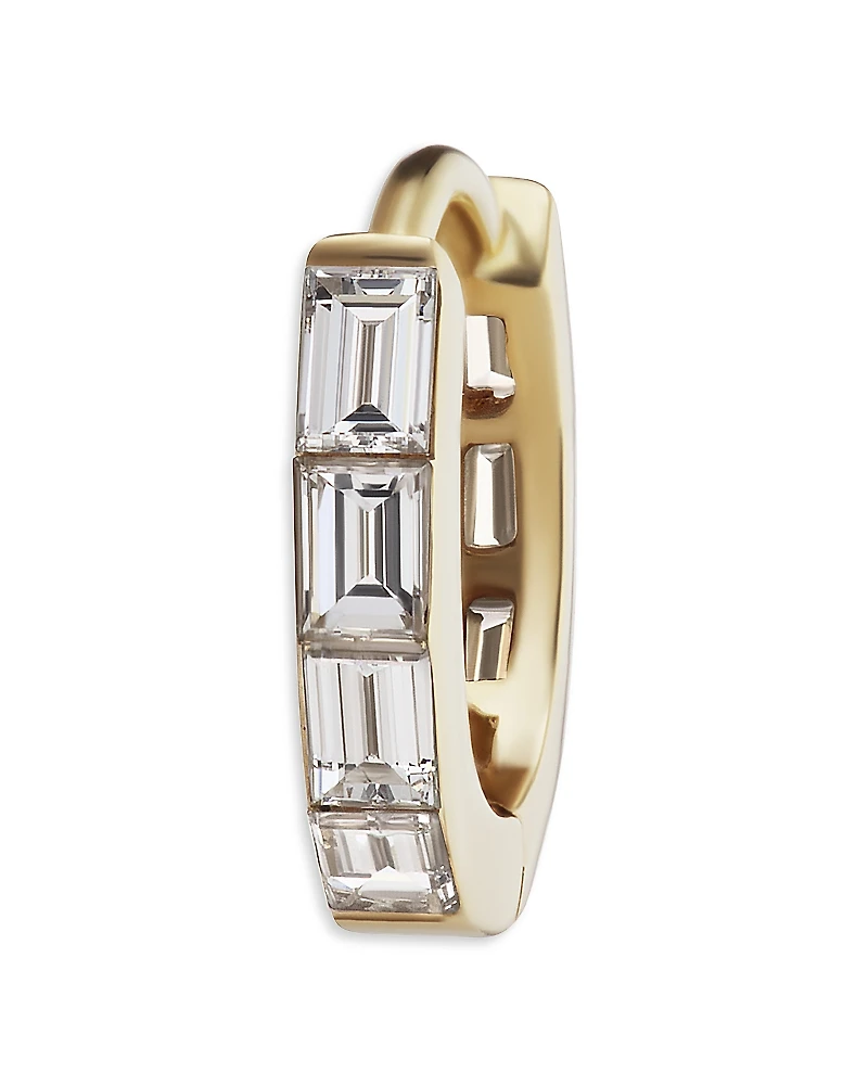 Maria Tash 18K Yellow Gold Diamond Baguette Single Small Hoop Earring