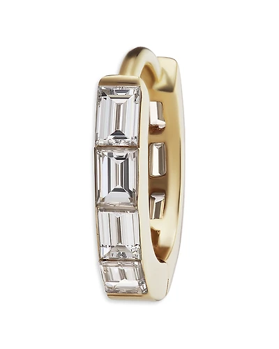 Maria Tash 18K Yellow Gold Diamond Baguette Single Small Hoop Earring