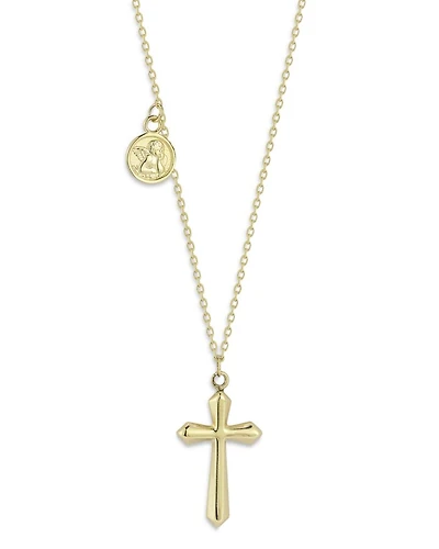 14K Yellow Gold Cross Necklace, 16" - Exclusive