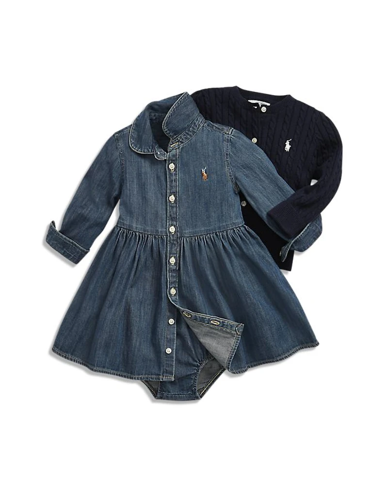 Girls' Long Sleeve Denim Dress & Bloomers Set - Baby