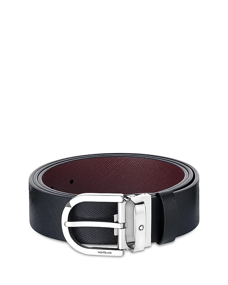 Montblanc Men's Horseshoe Buckle Reversible Leather Belt