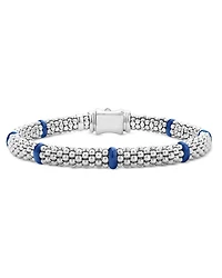 Ultramarine Ceramic & Sterling Silver Blue Caviar Station Bracelet